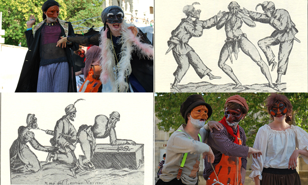 Scènes et illustrations de commedia dell'arte